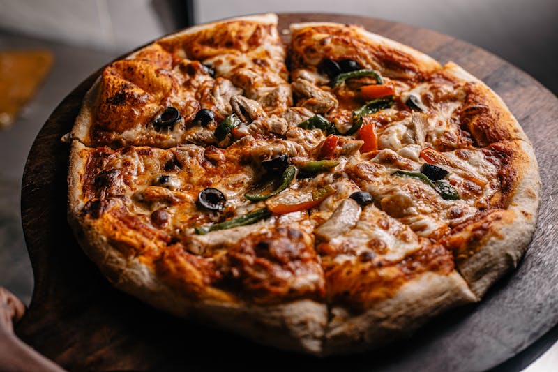 Veggie Garden mod pizza with fresh roasted vegetables